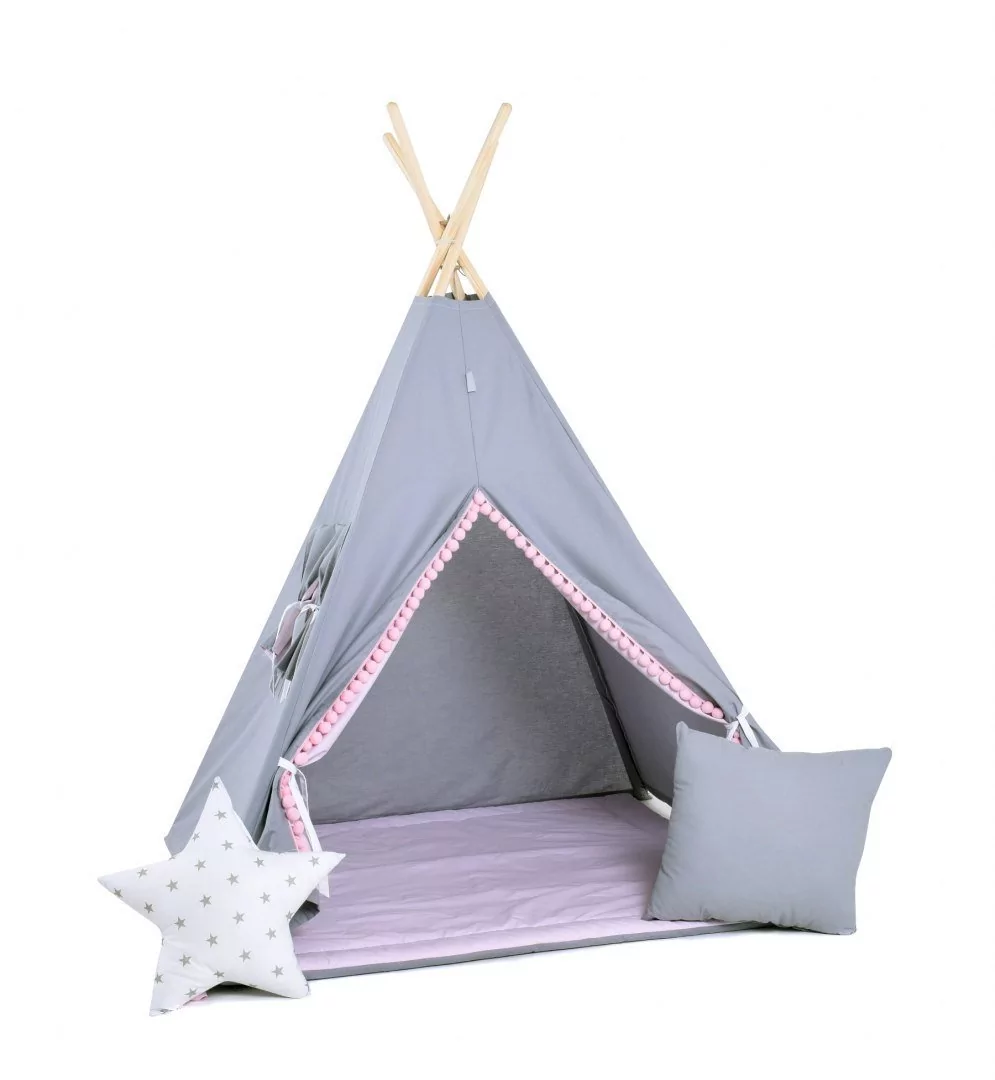 SowkaDesign Namiot tipi dla dzieci, bawełna, okienko, poduszka, bąbelkowe