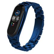 Akcesoria do pulsometrów i zegarków sportowych - Metalowa Opaska, Bransoleta Do Xiaomi Mi Band 5/6 (Niebieska) - miniaturka - grafika 1