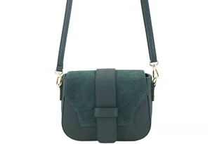 Torebka listonoszka z zamszową klapą - Zielona ciemna - Torebki damskie - miniaturka - grafika 8