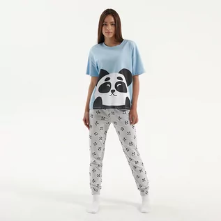 Piżamy damskie - House - Dwuczęściowa piżama z nadrukiem w pandy - Wielobarwny - grafika 1