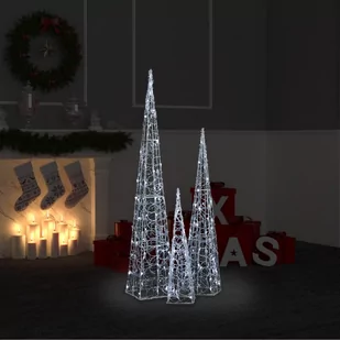 vidaXL vidaXL Zestaw stożków dekoracyjnych z zimnym, białym LED, 60/90/120 cm - Oświetlenie świąteczne - miniaturka - grafika 1