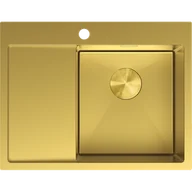 Zlewozmywaki - Mexen Exar zlewozmywak stalowy 1-komorowy z ociekaczem prawy 620 x 480 mm, złoty - 6432621005P-55 - miniaturka - grafika 1