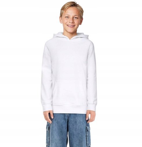 BLUZA DZIECIĘCA BIAŁA Z KAPTUREM I GŁADKIM WYKOŃCZENIEM 146/152 CM 1JPA
