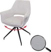 Krzesła - Krzesło do jadalni HWC-M53, krzesło kuchenne tapicerowane z podłokietnikiem, pozycja obrotowa automatyczna, metalowa tkanina MVG ~ kremowo-biały - miniaturka - grafika 1