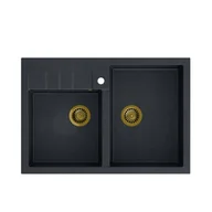 Zlewozmywaki - QUADRON Zlew BILL 120 black diamond + syfon ZŁOTY HCQB9062U8_PVDG1 - miniaturka - grafika 1
