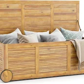 Skrzynie ogrodowe - Drewniana skrzynia ogrodowa z rolkami, z wodoodporną pokrywą 2 w 1 i uchwytem, skrzynia na poduszki, skrzynia ogrodowa do ogrodu,127 x 50 x 45 cm - miniaturka - grafika 1