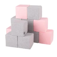 Maty edukacyjne - KiddyMoon Miękkie klocki 14cm sześciany: jasnoszary-różowy 12 - miniaturka - grafika 1
