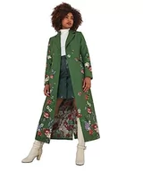 Płaszcze damskie - Joe Browns Damski długi kwiatowy haftowany dwurzędowy płaszcz, zielony, 14, ZIELONY, 40 - miniaturka - grafika 1