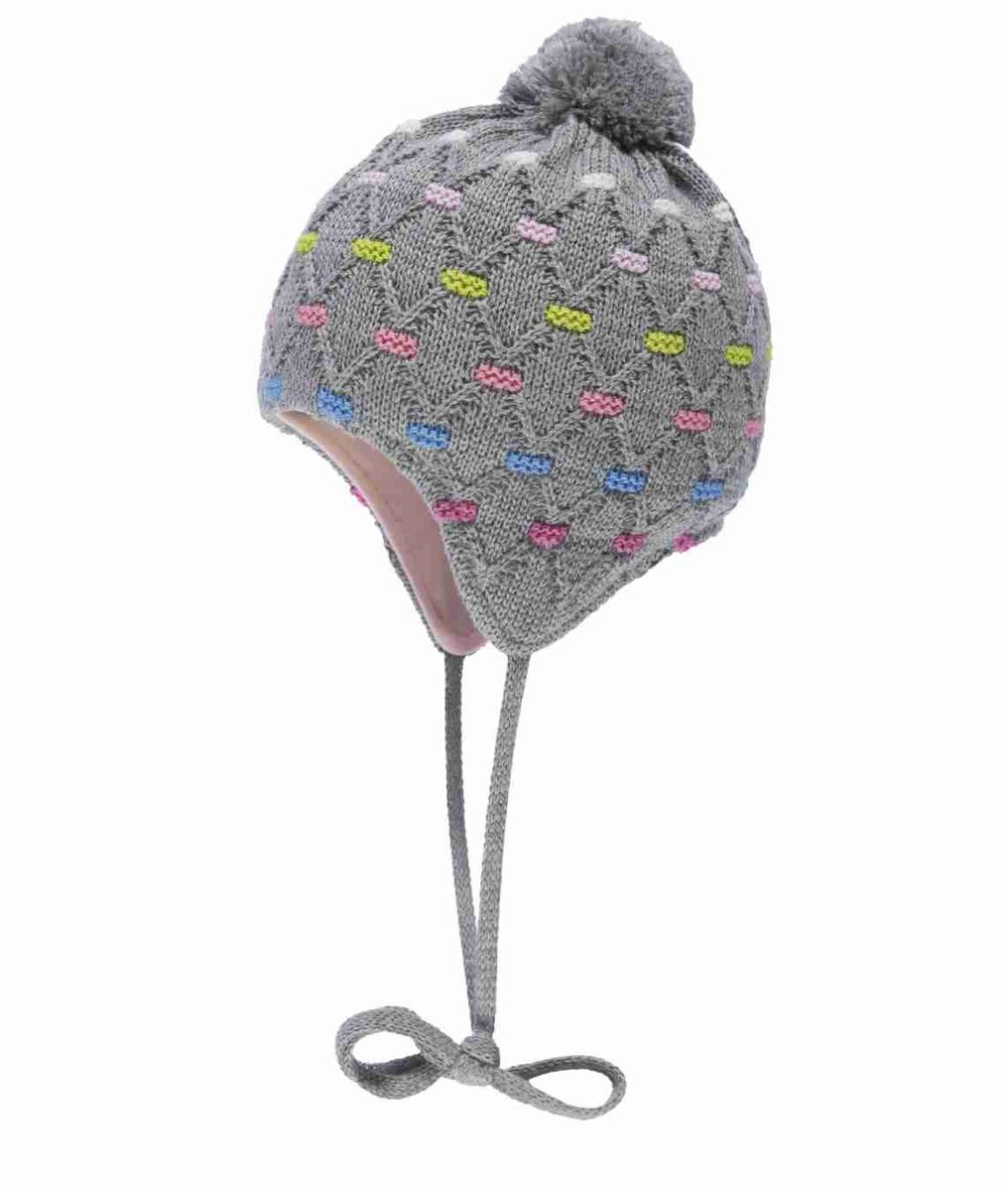 Czapka dziewczęca wiązana, szara, Döll