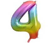 Balony i akcesoria - GO Balon foliowy cyfra 4 tęczowy - 85 cm - 1 szt. HS-C34T4 - miniaturka - grafika 1