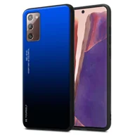 Etui i futerały do telefonów - Etui Cadorabo do Samsung Galaxy NOTE 20 w kolorze NIEBIESKIM - CZARNYM Dwukolorowe etui ochronne wykonane ze szkła hartowanego i silikonowej nakładki TPU na telefon komórkowy - miniaturka - grafika 1