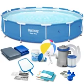 Baseny ogrodowe - Bestway Basen ogrodowy stelażowy z pompą 366 x 76 cm 15w1 56706 - miniaturka - grafika 1