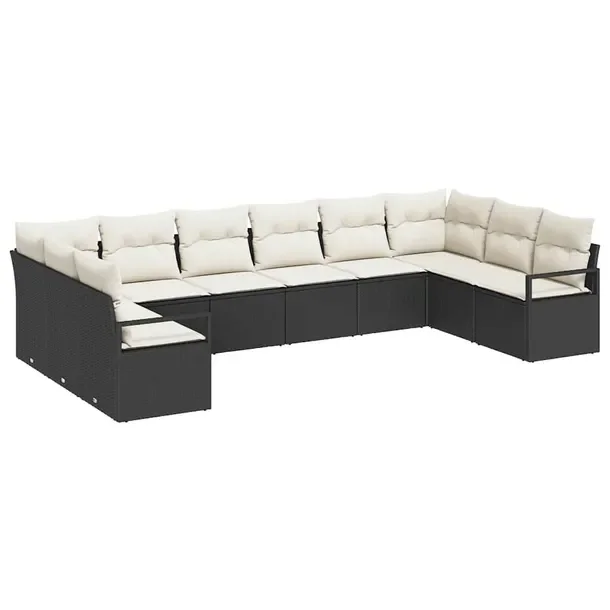 Zestaw Sofa Ogrodowa Modułowa Czarno-Kremowa, 3 Sekcje