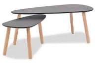 Ławy i stoliki kawowe - Zestaw 2 stolików kawowych z czarnym blatem B6-L61 - miniaturka - grafika 1