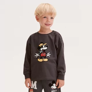 Koszulki dla chłopców - Reserved - Bawełniany longsleeve Mickey Mouse - Szary - grafika 1