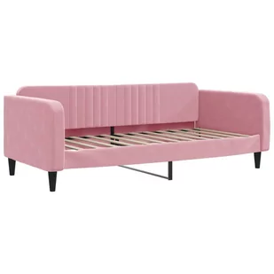 Sofa z funkcją spania, różowa, 100x200 cm, obita aksamitem Lumarko! - Łóżka - miniaturka - grafika 3
