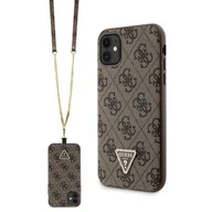 Etui i futerały do telefonów - Guess GUHCN61P4TDSCPW iPhone 11 / Xr 6.1" brązowy/brown hardcase Crossbody 4G Metal Logo - miniaturka - grafika 1