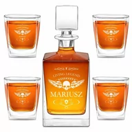 Karafki - Karafka do whisky cube z 4 szklankami i grawerem - miniaturka - grafika 1