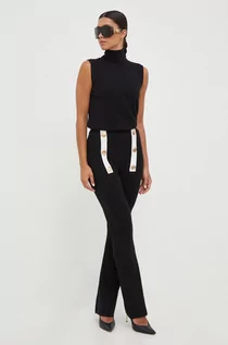 Spodnie damskie - Silvian Heach spodnie damskie kolor czarny proste high waist - grafika 1