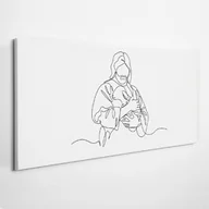 Ikony i obrazy sakralne - Jezus Dobry Pasterz Line Art - obraz polycanvas, 120x60 - miniaturka - grafika 1