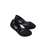 Baleriny - Melissa Baleriny Damskie Czarne Campana Papel VII Ad Black Glitter 38 - miniaturka - grafika 1