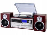 Zestawy stereo - Trevi System stereo hi fi Gramofon TT 1070 E WD + radio + BT drewno - miniaturka - grafika 1