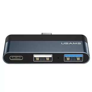 USAMS Adapter HUB USB 2.0/USB 3.0/USB-C szary/grey SJ490HUB01 (US-SJ490) - Adaptery i przejściówki - miniaturka - grafika 1