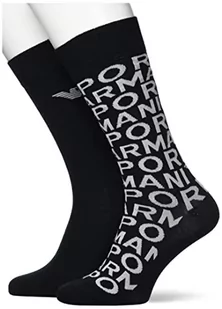 Emporio Armani Męskie krótkie skarpety na co dzień, 2-pak, Czarny, rozmiar uniwersalny - Skarpetki męskie - miniaturka - grafika 1