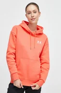 Bluzy damskie - Under Armour bluza damska kolor czerwony z kapturem gładka - miniaturka - grafika 1