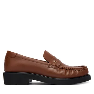 Lordsy Tommy Hilfiger Th Square Toe Leather Loafer FW0FW08977 Brązowy - Półbuty damskie - miniaturka - grafika 1
