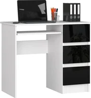 Biurka - Elior Młodzieżowe biurko do nauki biały + czarny połysk - Miren 6X - miniaturka - grafika 1