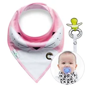 Śliniaki i fartuszki - Chusta / śliniak z zawieszką na smoczek- różowa - miniaturka - grafika 1