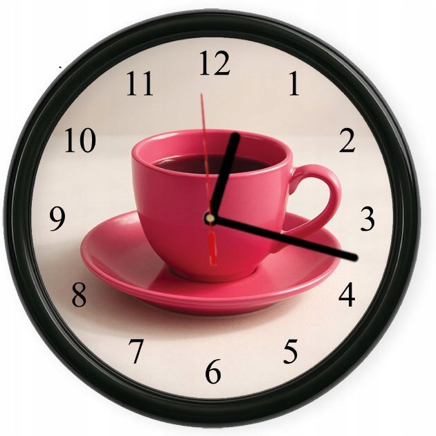 Różowa Filiżanka Zegar ścienny Herbata dekoracja do kuchni i salonu