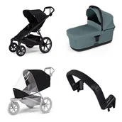 Wózki dziecięce - Wózek miejski Thule Urban Glide 4-wheel Black + Bassinet Mid blue SET 4in1 - miniaturka - grafika 1