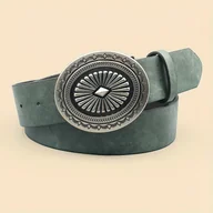 Paski - TEMU Damski Pasek Vintage z Ozdobną Muszlą - Szerokość 3.8cm, Opcje Zielone i Szare, Idealny do Jeansów, Koszul i Sukienek, Od Casualu do Formalnego - miniaturka - grafika 1