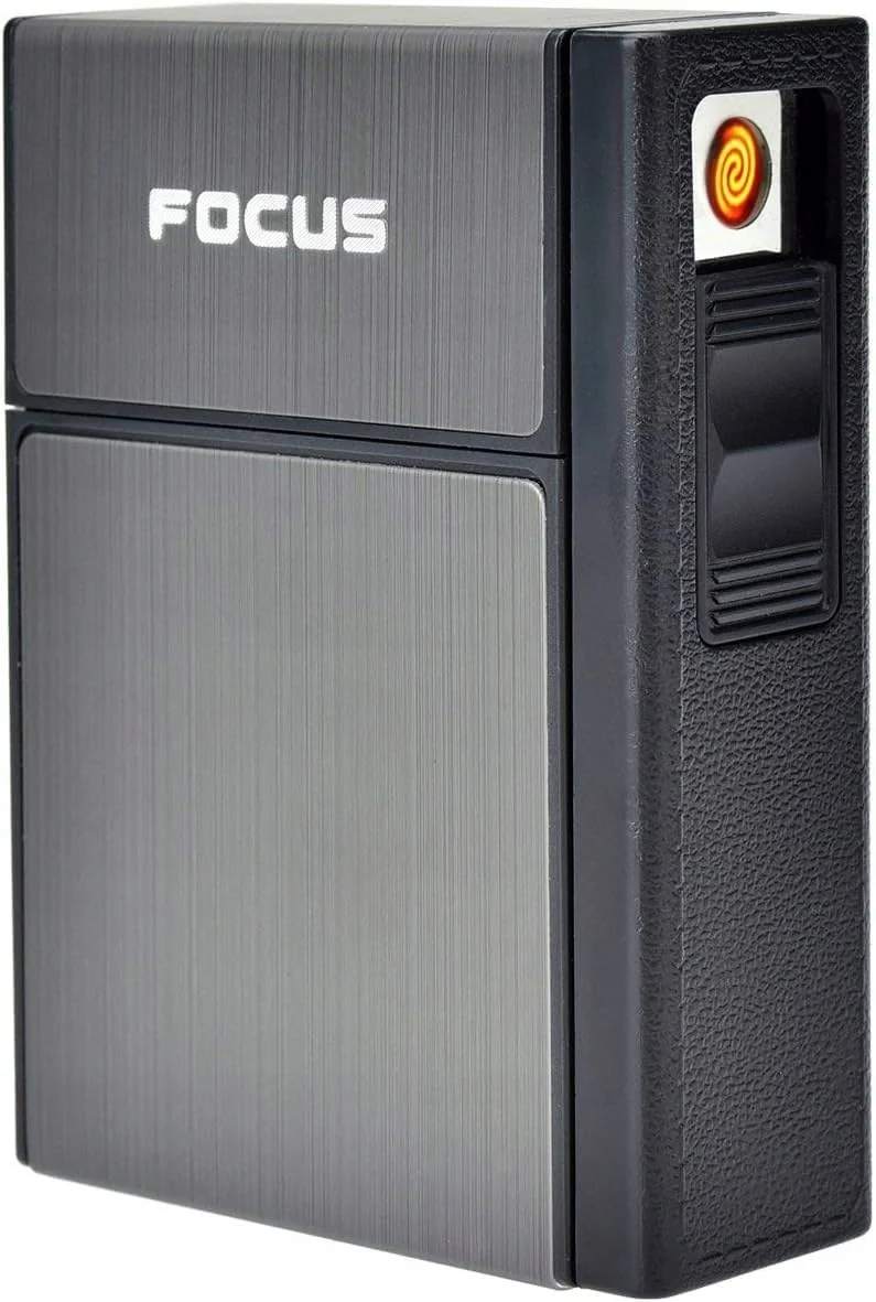 PAPIEROŚNICA 2W1 ZAPALNICZKA ELEKTRONICZNA METALOWA ETUI USB