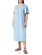 Sukienki - VERO MODA CURVE Women's VMLIANA SS Calf Dress GA Curve sukienka midi, Light Blue Denim, 44 - miniaturka - grafika 1