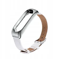 Akcesoria do smartwatchy - Xiaomi Pasek MI Band 4 Skórzana Opaska Skóra Biało Srebrna - miniaturka - grafika 1