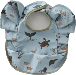 Śliniaczek dla Niemowlaka z Kieszonką i Falbankami MORSKIE ZWIERZĘTA - Śliniaki i fartuszki - miniaturka - grafika 1