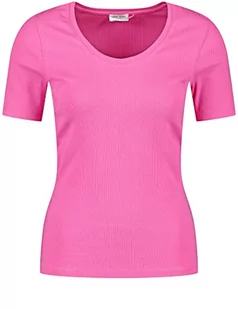 Gerry Weber Damska koszulka z cienkiej dzianiny prążkowanej z krótkim rękawem T-Shirt rękaw 1/2 T-shirt jednokolorowy, Peony, 38 - Koszulki i topy damskie - miniaturka - grafika 1