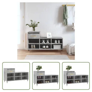 The Living Store stojak na buty betonowy szary 102x36x60 cm materiał drewnopochodny - Szafki na buty The Living Store stojak na buty betonowy szary 102x36x60 cm materiał drewnopochodny - Szafki na buty - miniaturka - grafika 1