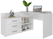 Biurka - EDINOS Białe Narożne Biurko Z Szufladami, Komodą W7-R76 - miniaturka - grafika 1