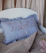 Poduszki dekoracyjne - Blue - lniana poduszka z haftowanym imieniem - miniaturka - grafika 1
