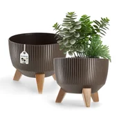 Donice - Misa na kwiaty z nóżkami Milis 24 cm, mokka - miniaturka - grafika 1