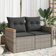 Sofy ogrodowe - Sofa ogrodowa z poduszkami, 2-osobowa, szara, polirattan Lumarko! - miniaturka - grafika 1
