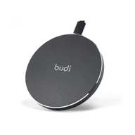 Ładowarki do telefonów - Budi - Ładowarka bezprzewodowa Qi 10W, metalowa obudowa (Czarny) - miniaturka - grafika 1