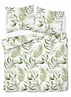 Pościel - Pościel z mikrofibry 160x200 biała zielona liście - miniaturka - grafika 1