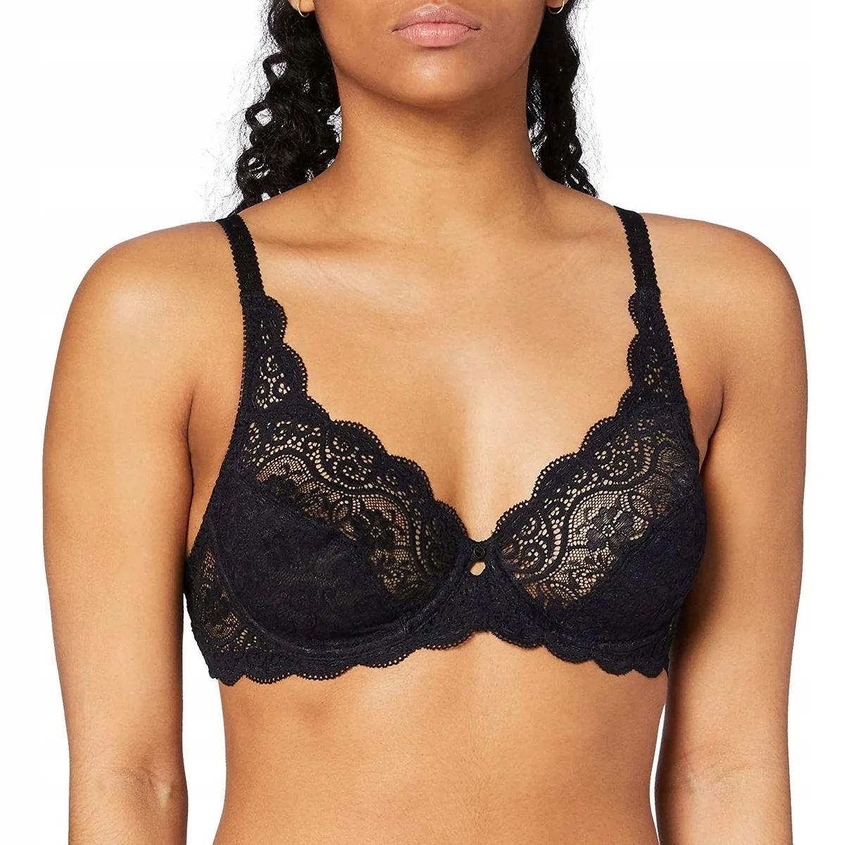 TRIUMPH PLUS SIZE BIUSTONOSZ MIĘKKI DAMSKI CZARNY Z KORONKĄ 70F 7CA