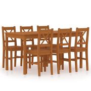 Stoły z krzesłami - vidaXL 7-częściowy zestaw mebli do jadalni, drewno sosny, miodowy brąz - miniaturka - grafika 1