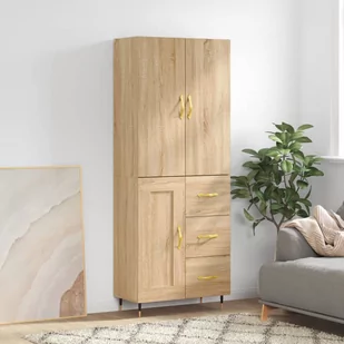 vidaXL Witrynka, dąb sonoma, 69,5x34x180 cm, materiał drewnopochodny - Witryny - miniaturka - grafika 1